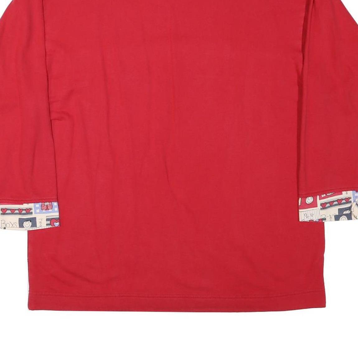 Mens Red Sweatshirt Cartoon Print Crew Neck M Casual Cotton Comfort