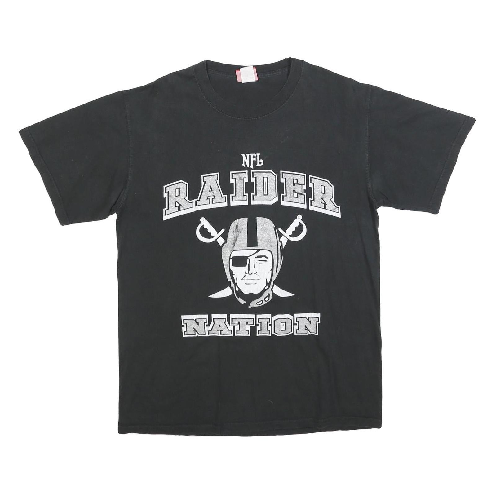 NFL Mens Black Raider Nation Graphic T-Shirt M Short Sleeve Crew Neck