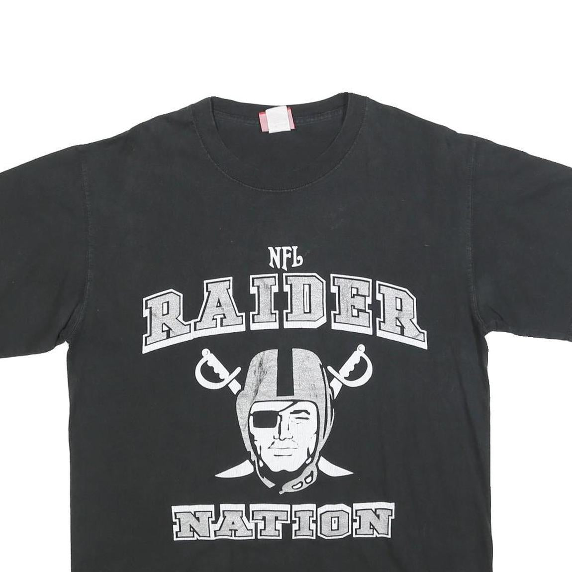 NFL Mens Black Raider Nation Graphic T-Shirt M Short Sleeve Crew Neck