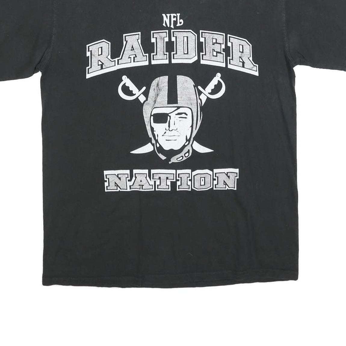 NFL Mens Black Raider Nation Graphic T-Shirt M Short Sleeve Crew Neck