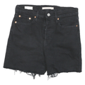 LEVI'S Womens Black Denim Cut-Off Shorts S W25 Casual Frayed Hem