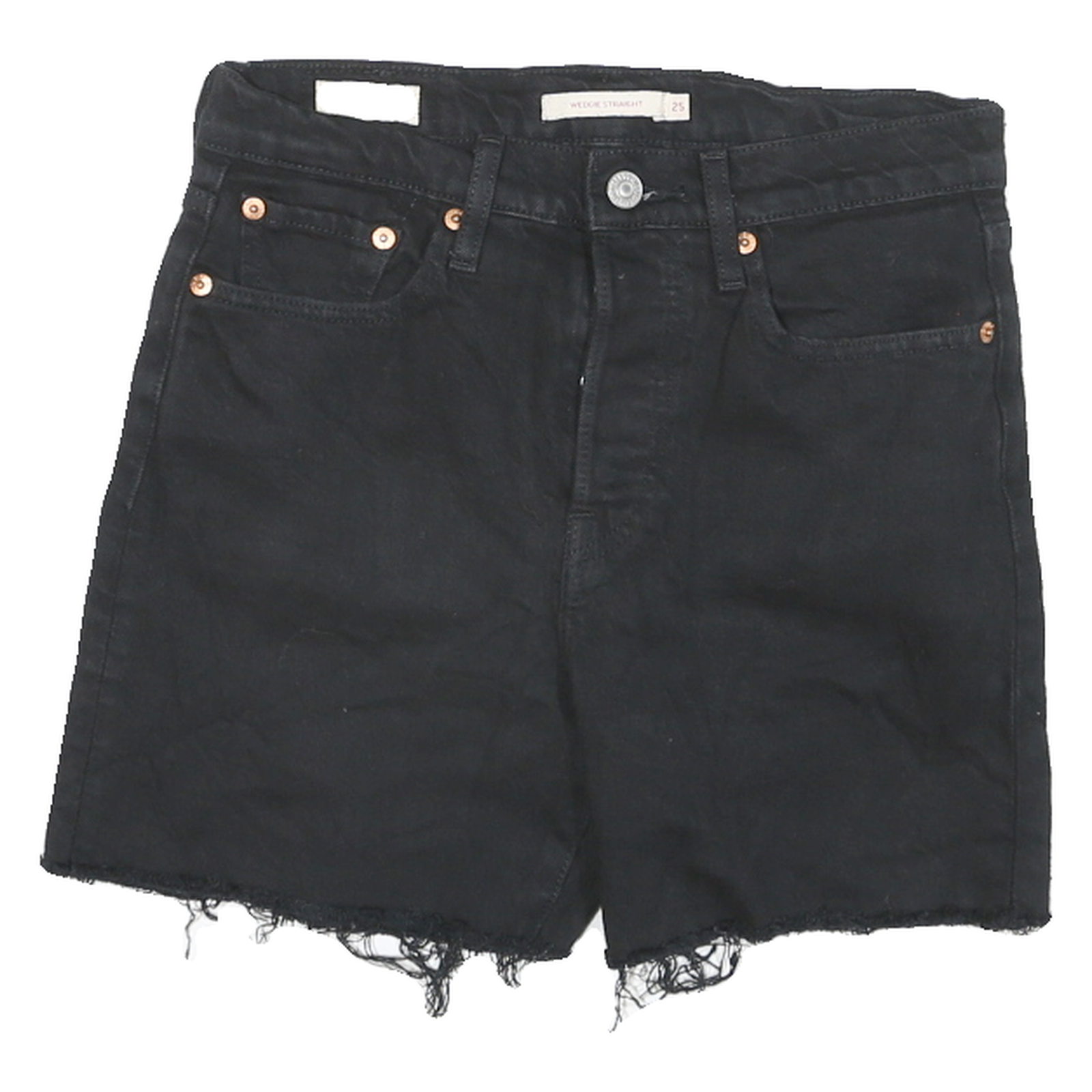 LEVI'S Womens Black Denim Cut-Off Shorts S W25 Casual Frayed Hem
