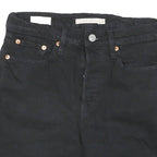 LEVI'S Womens Black Denim Cut-Off Shorts S W25 Casual Frayed Hem
