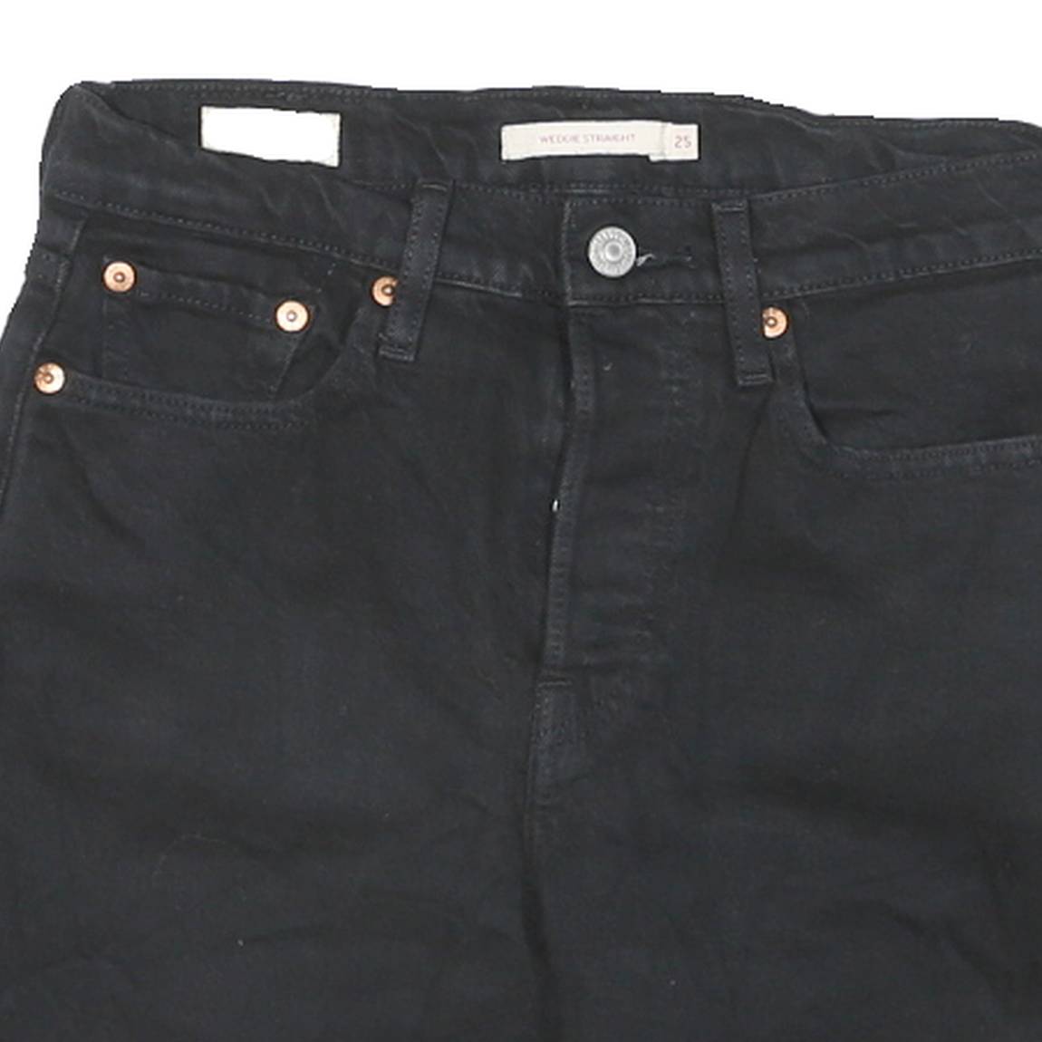 LEVI'S Womens Black Denim Cut-Off Shorts S W25 Casual Frayed Hem