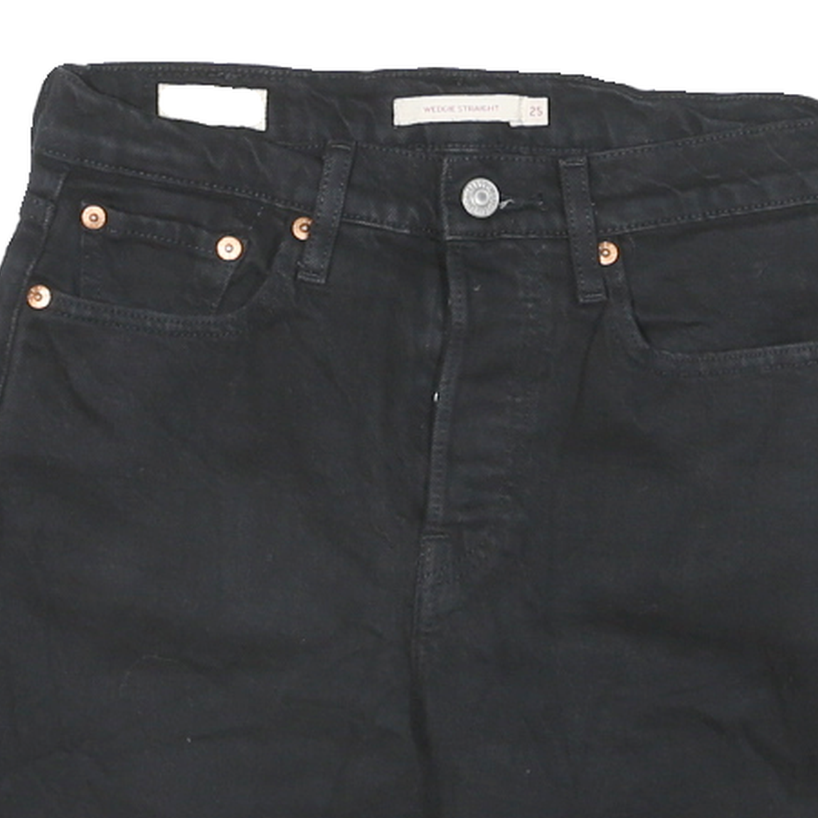 LEVI'S Womens Black Denim Cut-Off Shorts S W25 Casual Frayed Hem