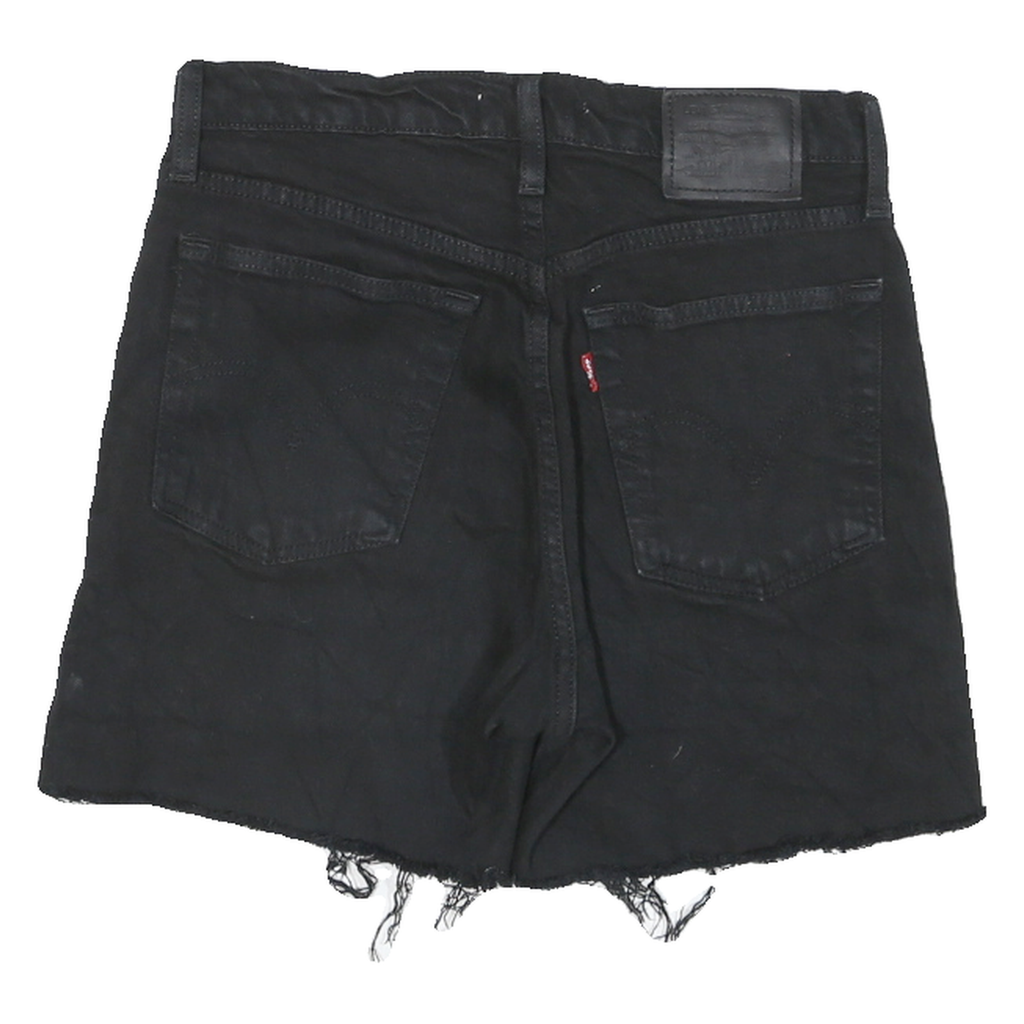 LEVI'S Womens Black Denim Cut-Off Shorts S W25 Casual Frayed Hem