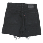 LEVI'S Womens Black Denim Cut-Off Shorts S W25 Casual Frayed Hem
