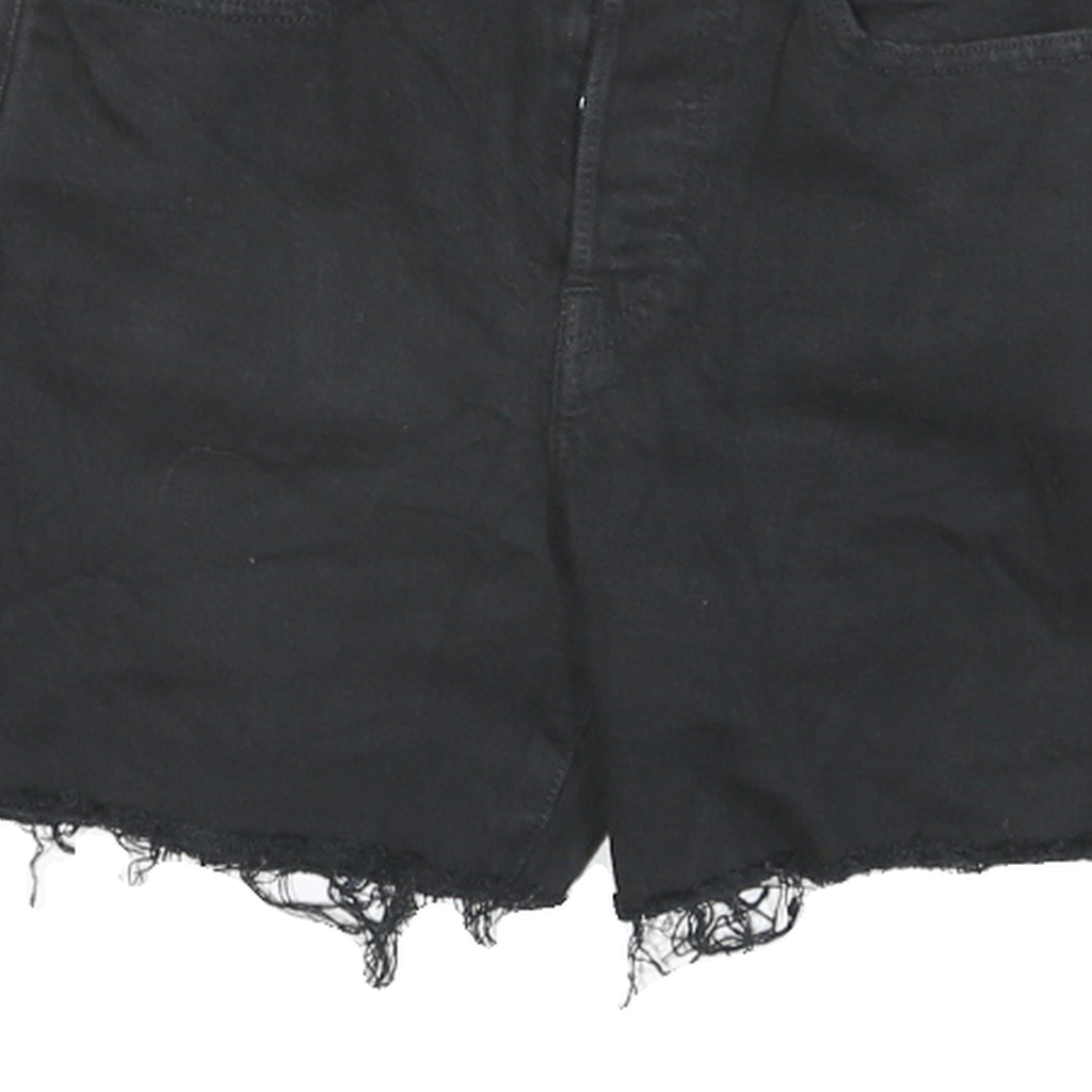 LEVI'S Womens Black Denim Cut-Off Shorts S W25 Casual Frayed Hem
