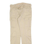 FADED GLORY Womens Slim Beige Cotton Blend Cargo Trousers W28 L30 Belted Casual