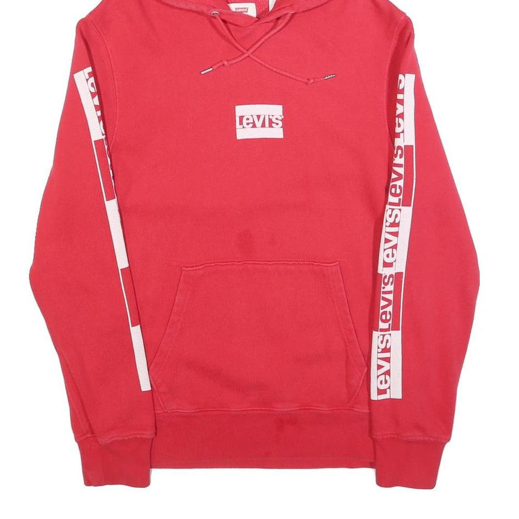 LEVI'S Mens Red Hoodie S Cotton Blend Pullover Hooded Sweatshirt