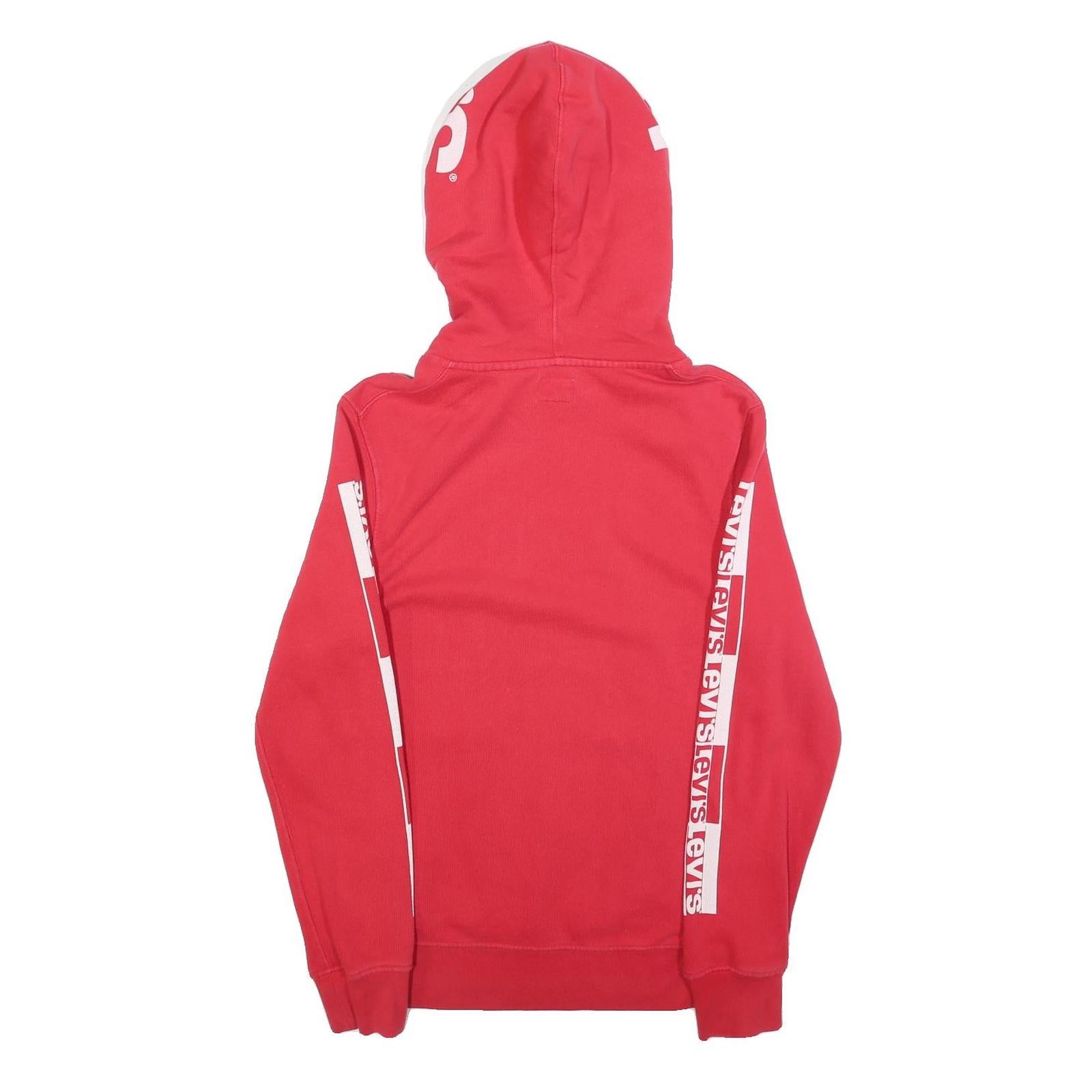 LEVI'S Mens Red Hoodie S Cotton Blend Pullover Hooded Sweatshirt