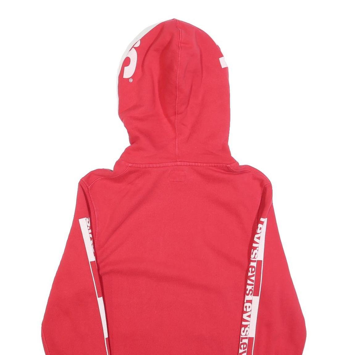 LEVI'S Mens Red Hoodie S Cotton Blend Pullover Hooded Sweatshirt
