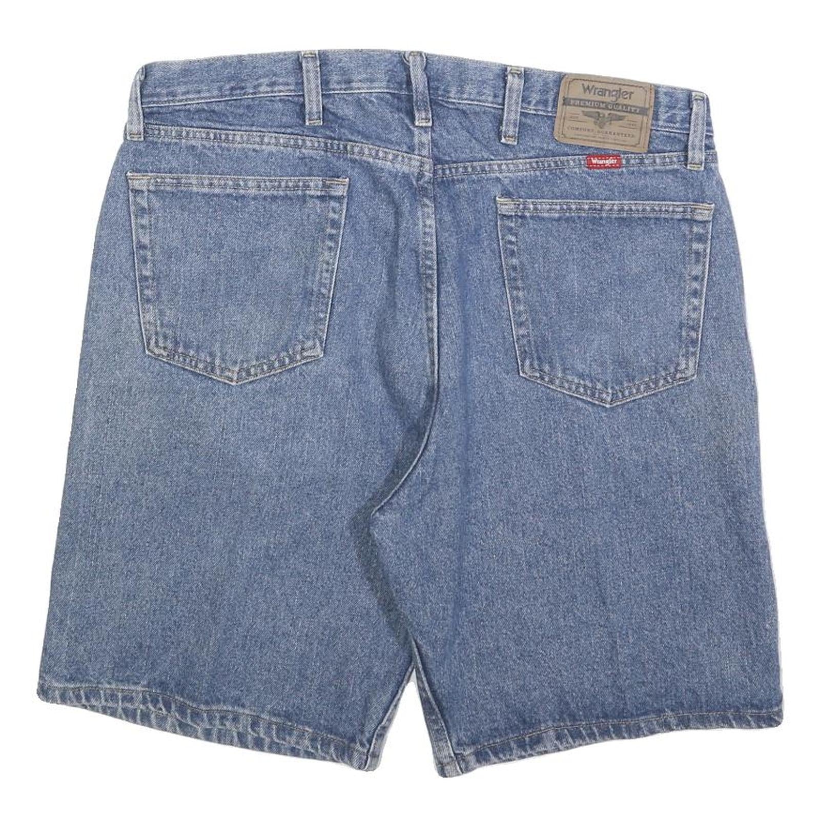 WRANGLER Mens Denim Blue Shorts L W36 Classic Cotton Blend Casual Style