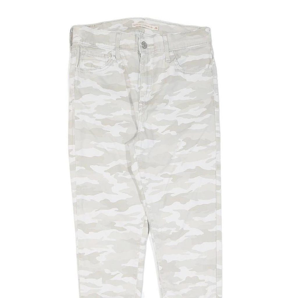 LEVI'S Womens Cotton White & Cream Camouflage Slim Skinny Trousers W26 L25