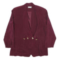 GOLD COLLECTION Womens Maroon Silk Button Jacket L Plain Elegant