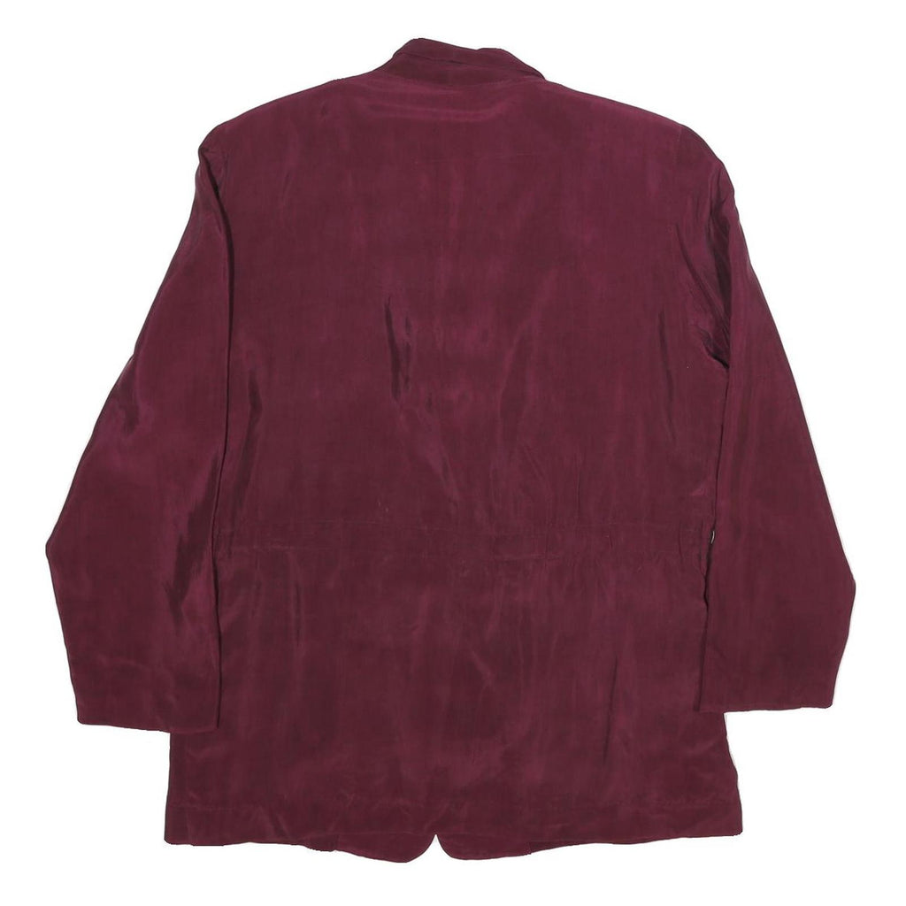 GOLD COLLECTION Womens Maroon Silk Button Jacket L Plain Elegant