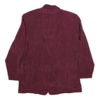 GOLD COLLECTION Womens Maroon Silk Button Jacket L Plain Elegant