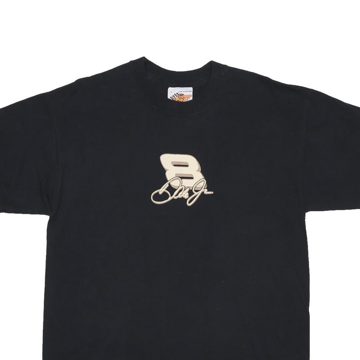 WINNER'S CIRCLE Mens Black Dale Jr Racing T-Shirt L Short Sleeve Crew Neck Race