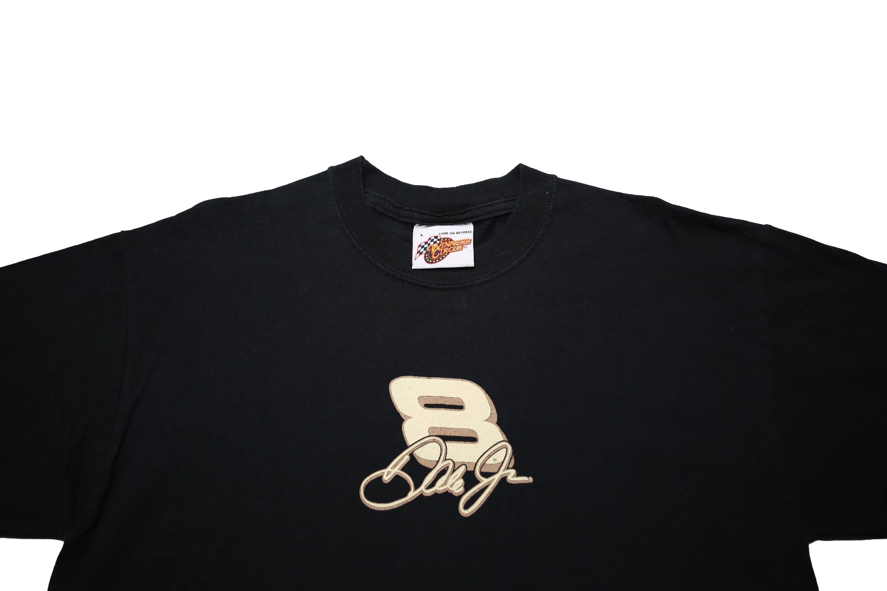 WINNER'S CIRCLE Mens Black Dale Jr Racing T-Shirt L Short Sleeve Crew Neck Race