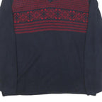 TOMMY HILFIGER Womens Blue & Red Patterned Jumper V-Neck Basic Knit XL Cotton