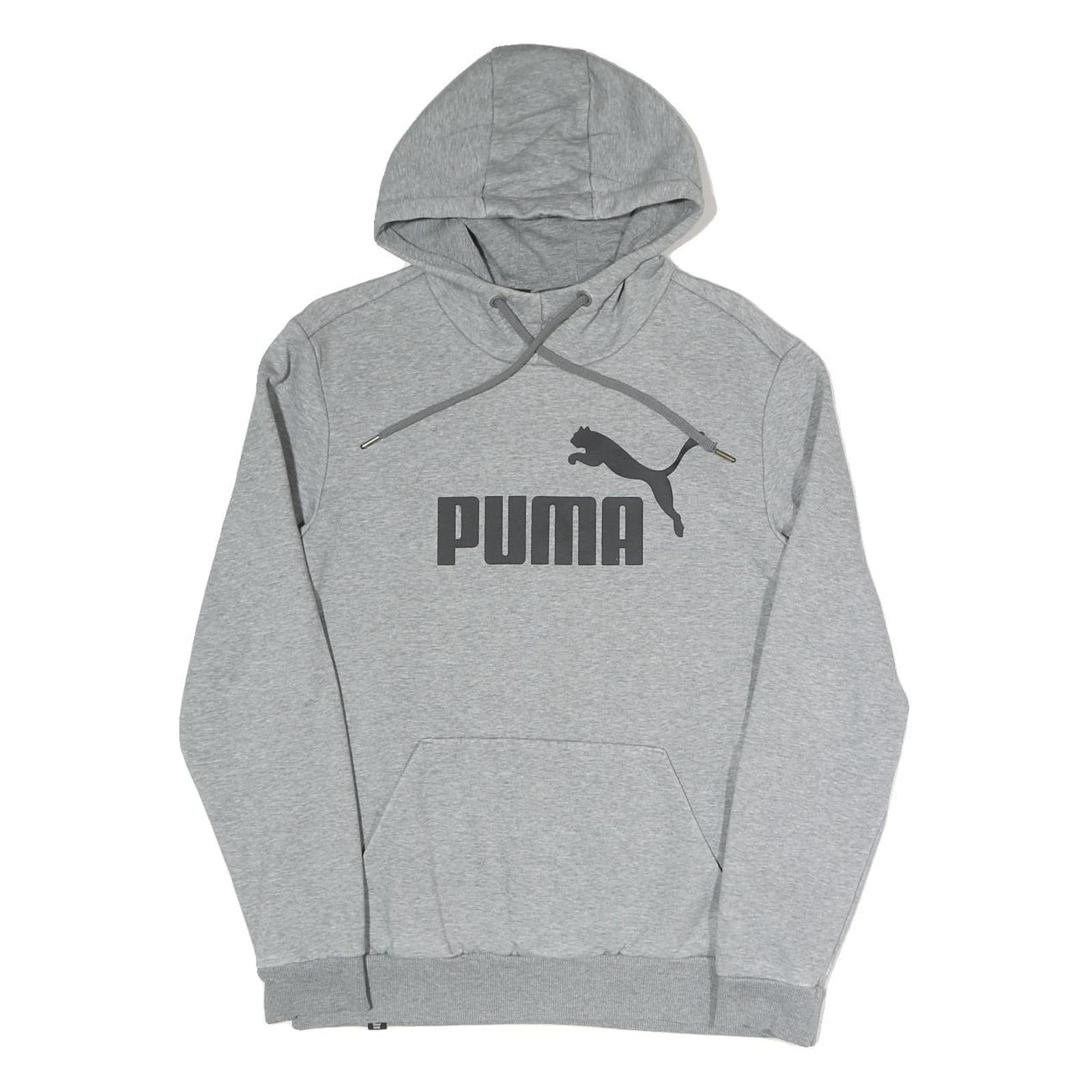 PUMA Mens Grey Hoodie S Cotton Blend Sportswear Casual Pullover