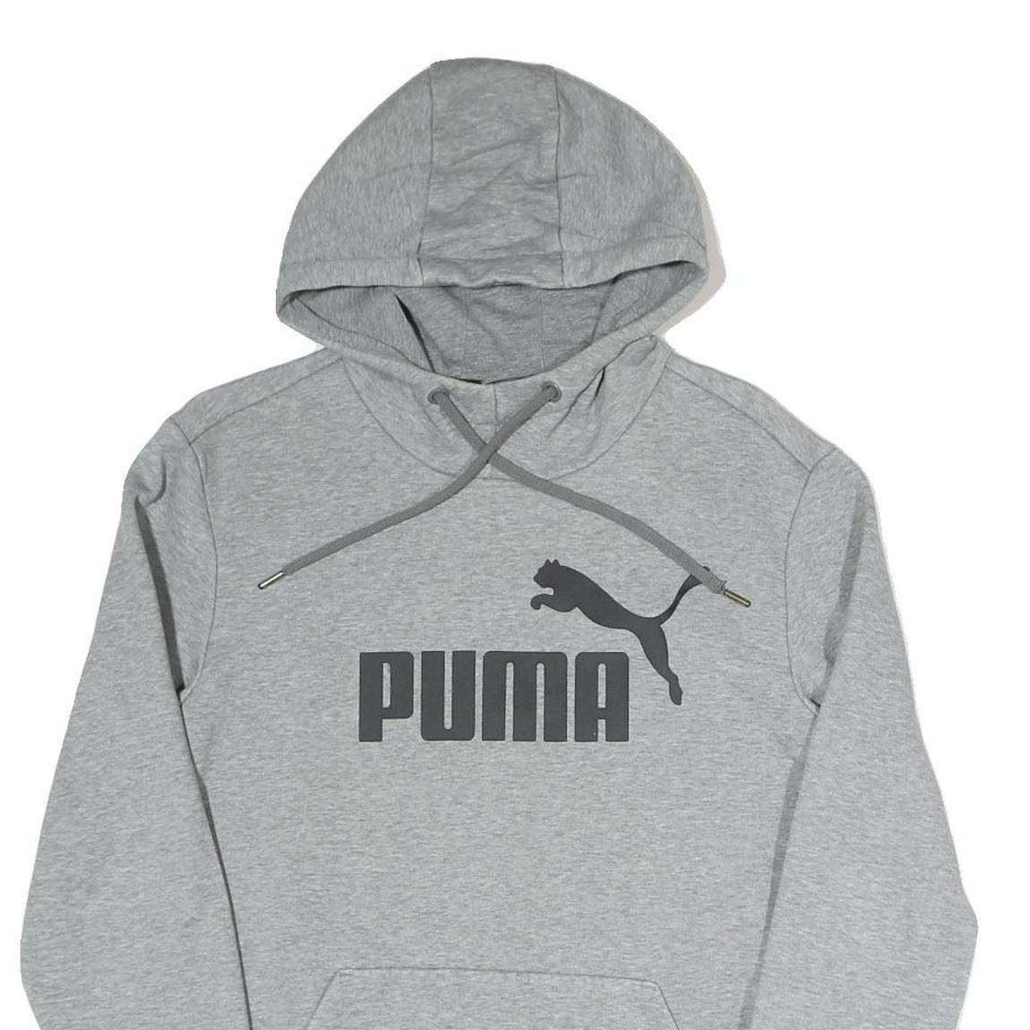 PUMA Mens Grey Hoodie S Cotton Blend Sportswear Casual Pullover