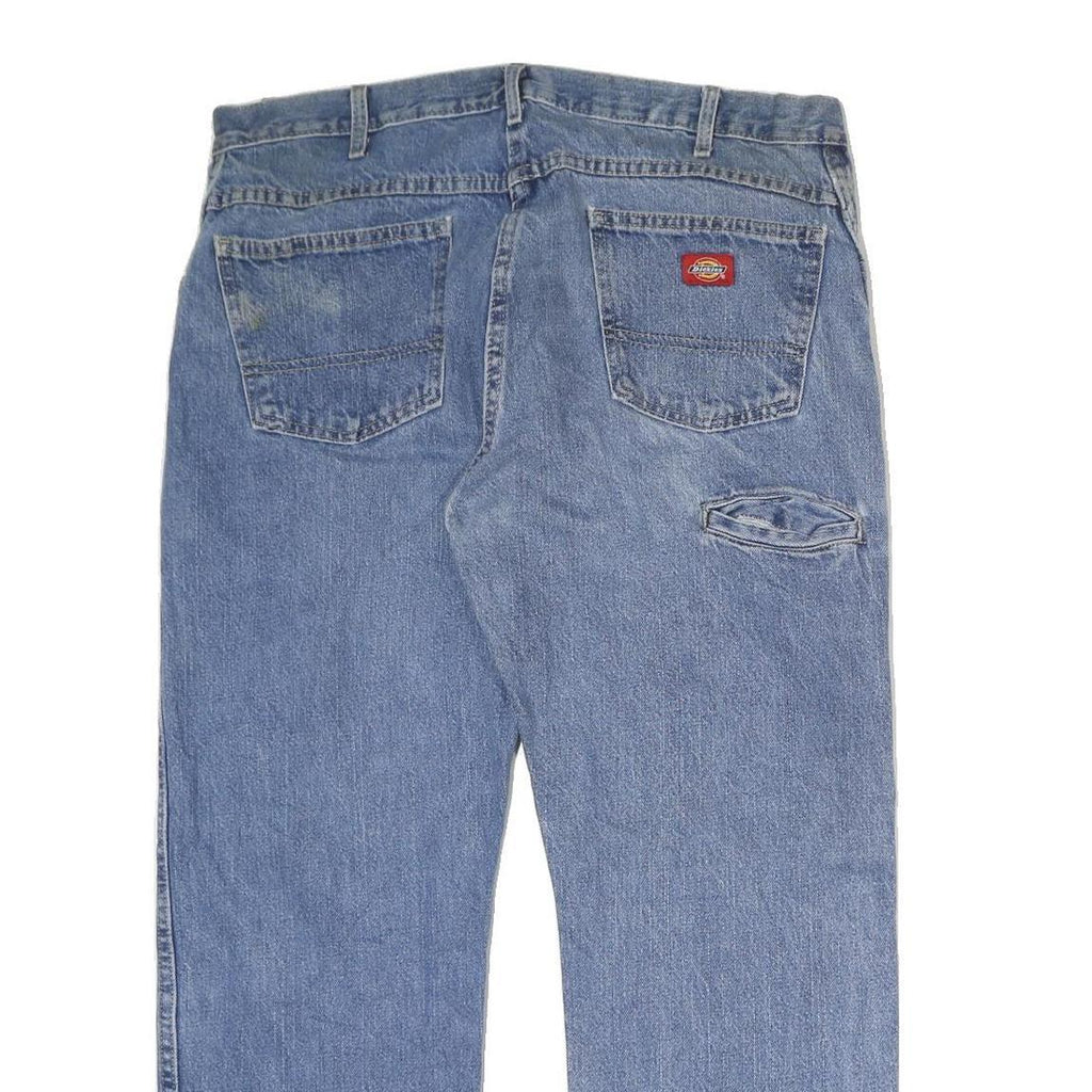 DICKIES Mens Jeans Blue Regular Straight Denim Medium W36 L28 Workwear Zip