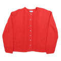 ROSE Womens Red Cardigan Patterned Round Neck Chunky Knit M Classic Acrylic