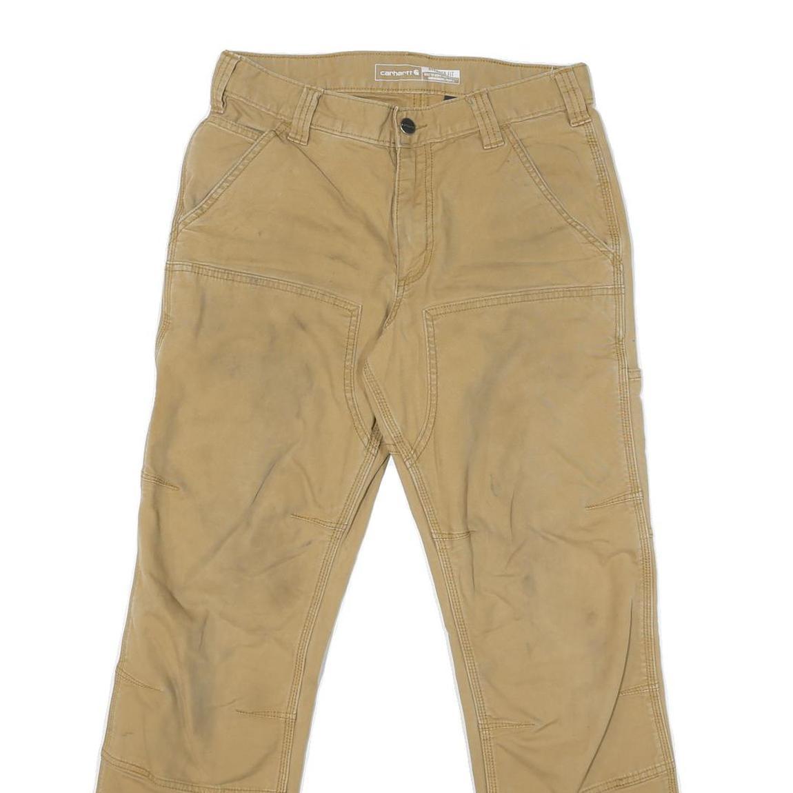 CARHARTT Mens Cotton Blend Beige Regular Fit Straight Leg Trousers W30 L28