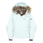 JACK WOLFSKIN Womens Blue Plaid Polyester Blend Hooded Zip Jacket UK 8 Outdoor