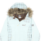 JACK WOLFSKIN Womens Blue Plaid Polyester Blend Hooded Zip Jacket UK 8 Outdoor