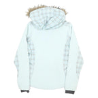 JACK WOLFSKIN Womens Blue Plaid Polyester Blend Hooded Zip Jacket UK 8 Outdoor