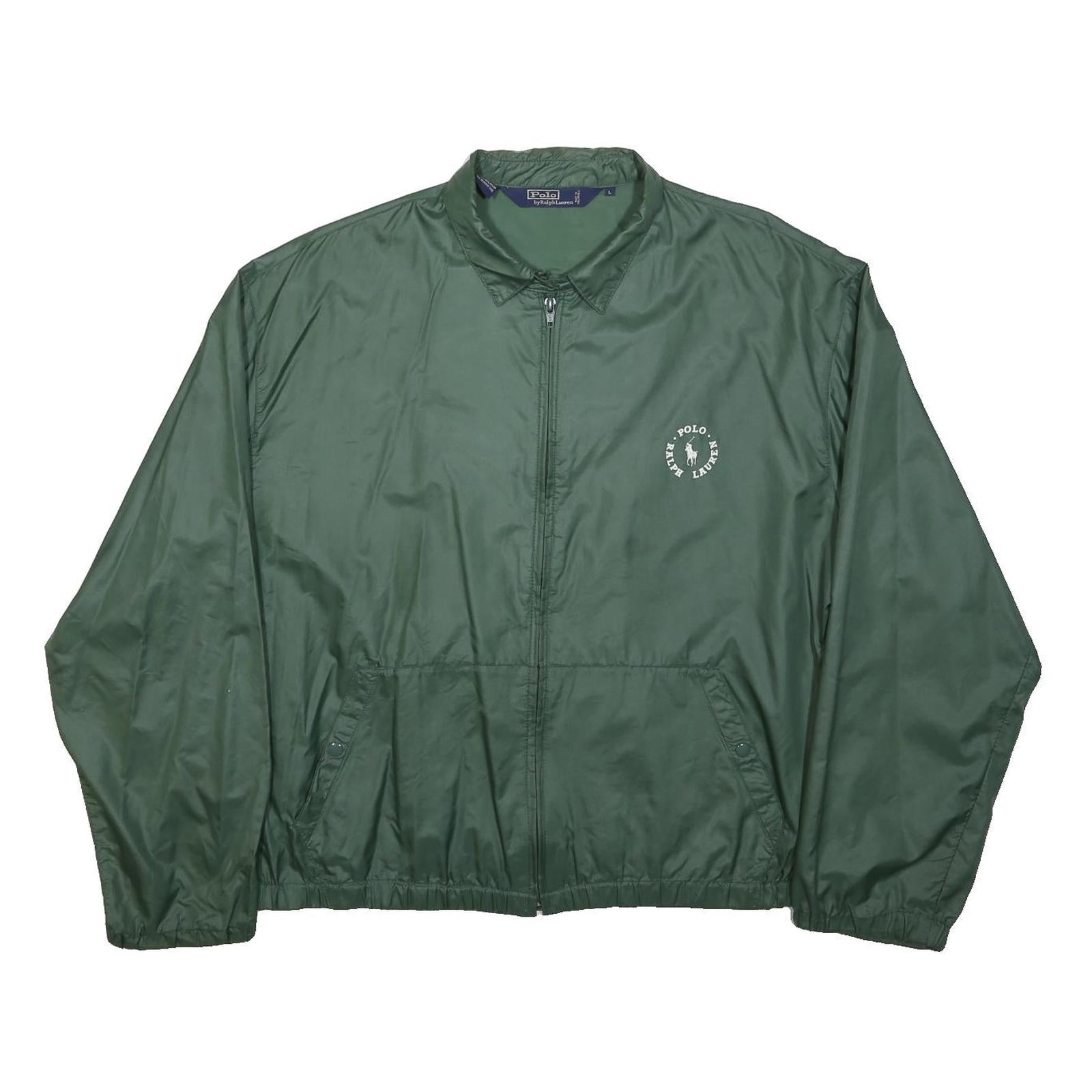 POLO RALPH LAUREN Mens Green Nylon Jacket L Lightweight Pullover Casual Zip