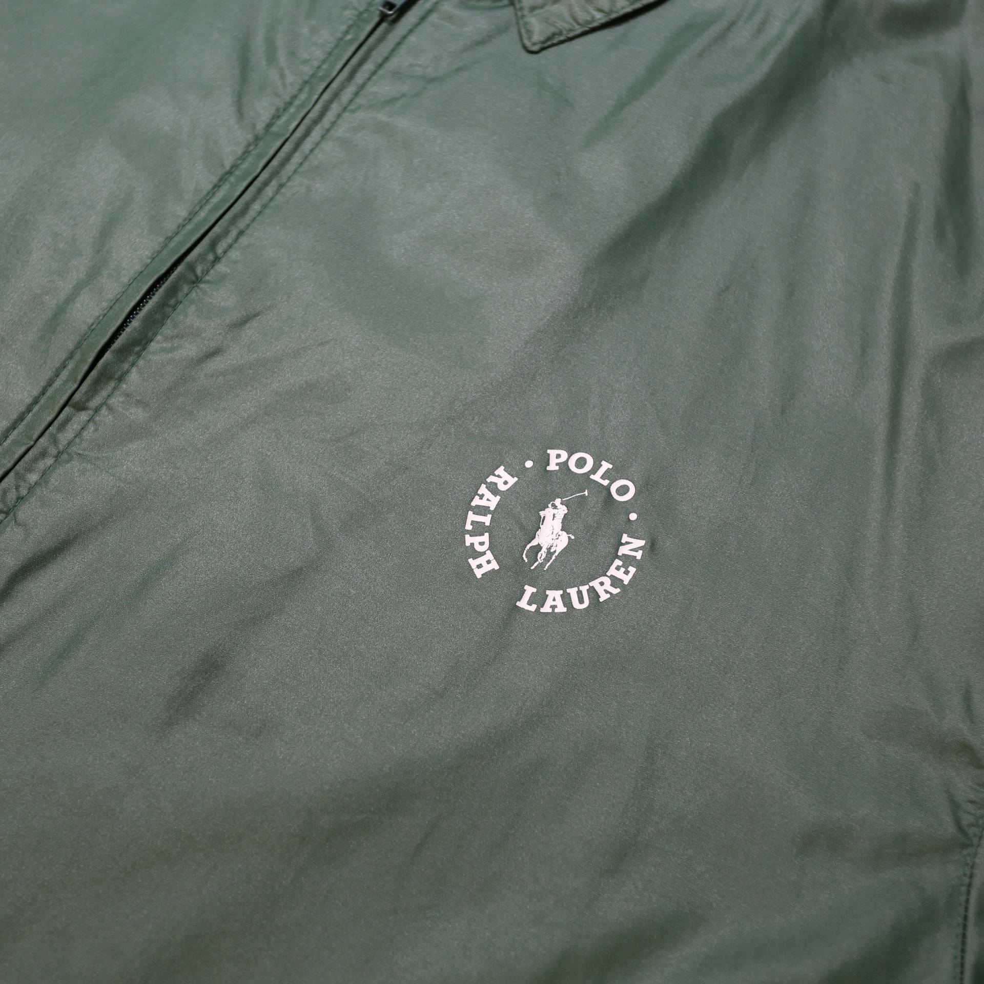 POLO RALPH LAUREN Mens Green Nylon Jacket L Lightweight Pullover Casual Zip