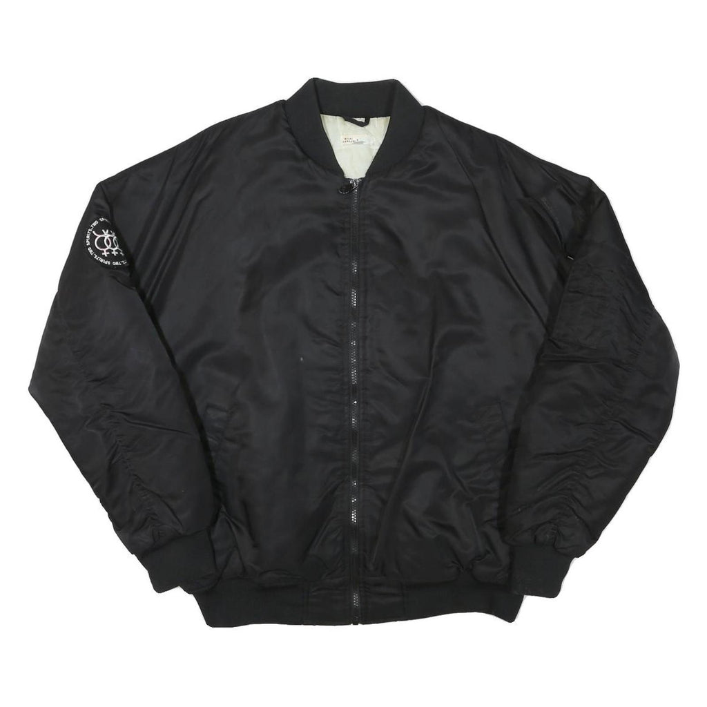 BILAL HASSANI Mens Black Bomber Jacket M Polyester Blend Plain Zip Casual