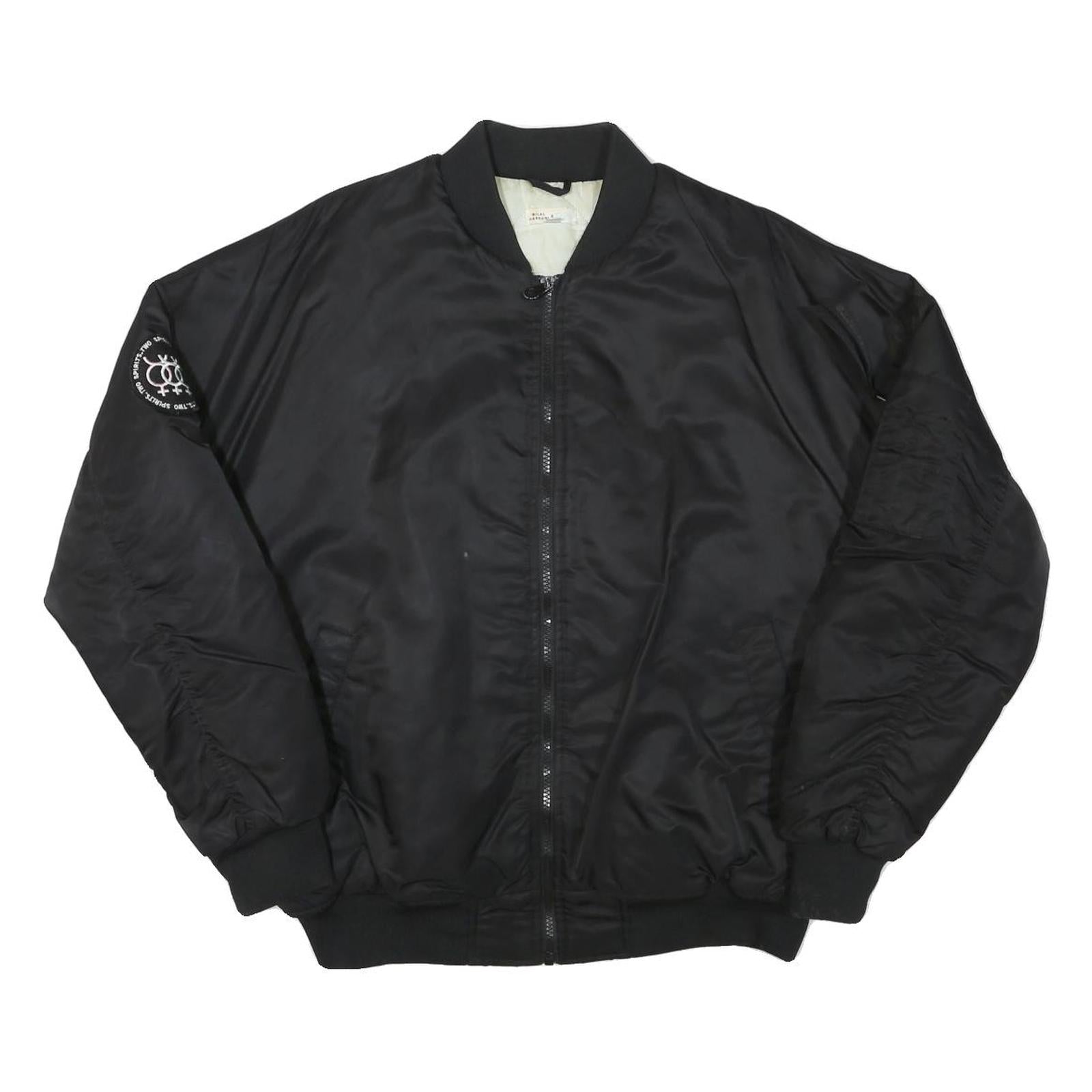 BILAL HASSANI Mens Black Bomber Jacket M Polyester Blend Plain Zip Casual