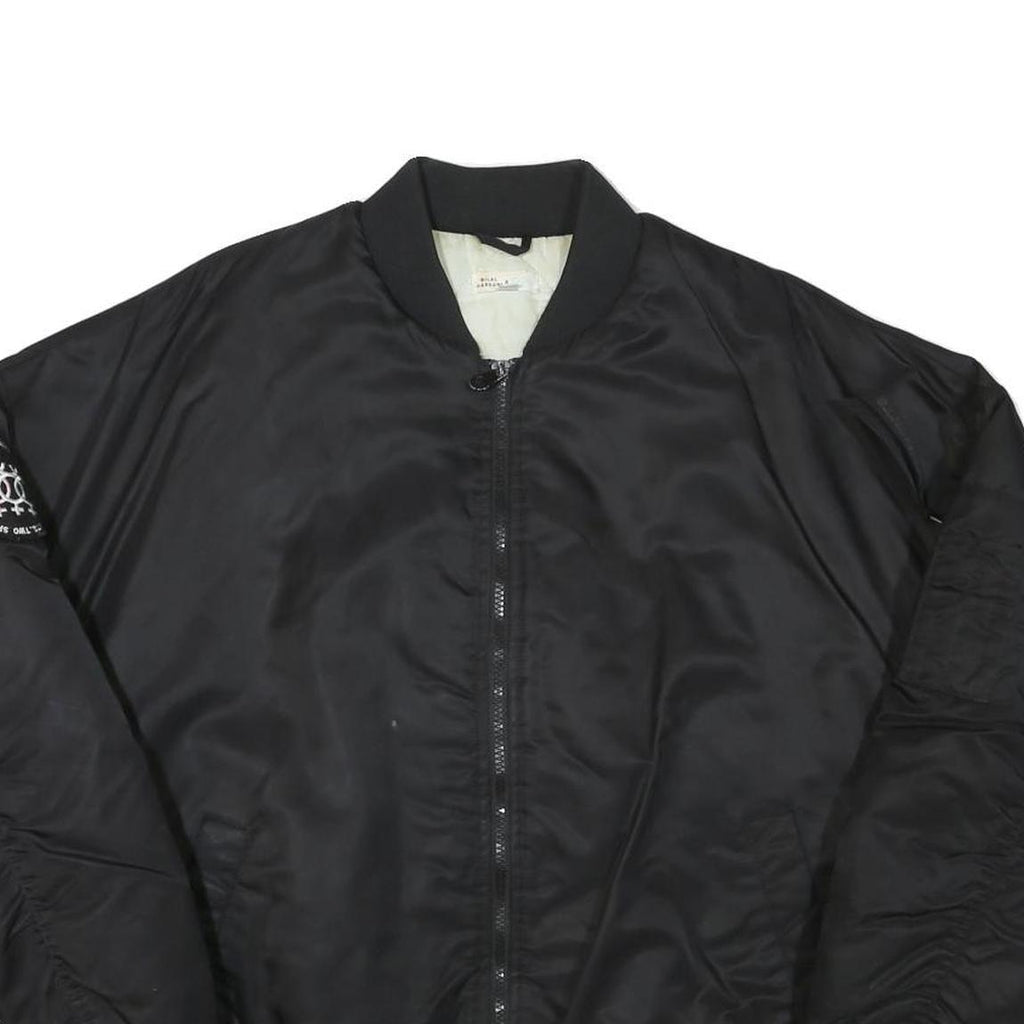 BILAL HASSANI Mens Black Bomber Jacket M Polyester Blend Plain Zip Casual