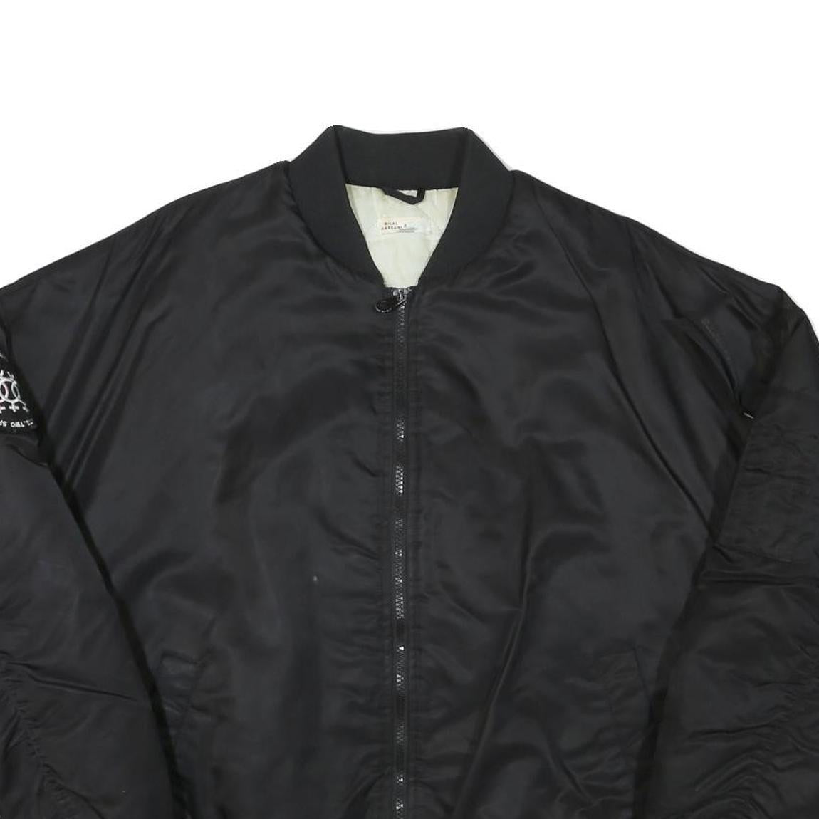 BILAL HASSANI Mens Black Bomber Jacket M Polyester Blend Plain Zip Casual