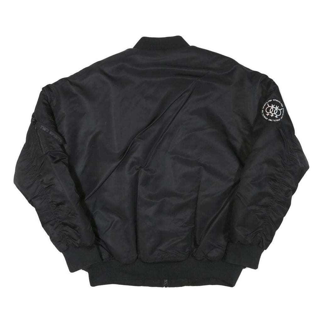 BILAL HASSANI Mens Black Bomber Jacket M Polyester Blend Plain Zip Casual