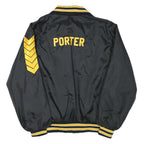 BUSH KELLER CO Mens Black & Yellow Football Button Jacket 2XL Nylon Varsity