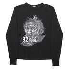 ABERCROMBIE & FITCH Mens Black Graphic T-Shirt M Long Sleeve Crew Neck Cotton