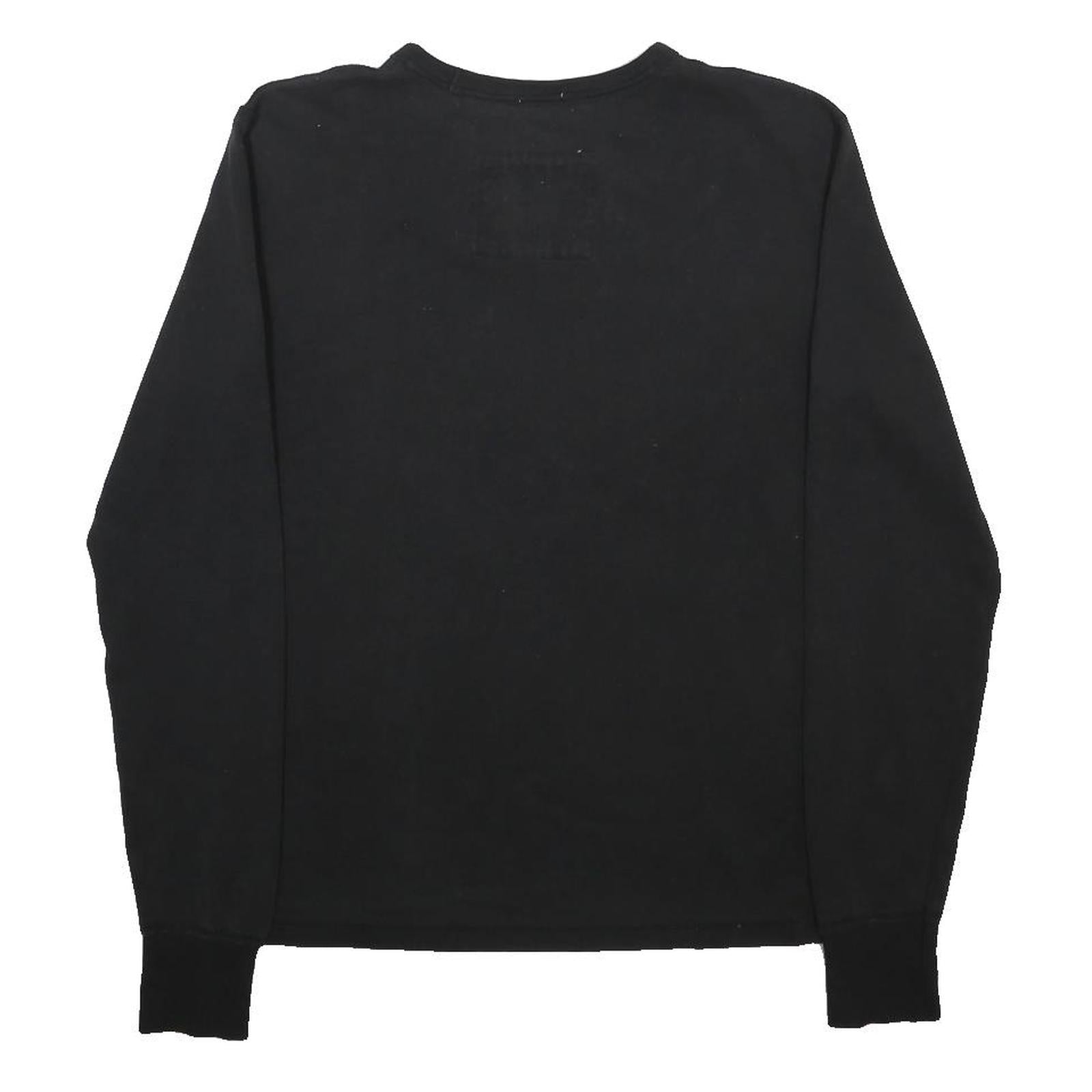 ABERCROMBIE & FITCH Mens Black Graphic T-Shirt M Long Sleeve Crew Neck Cotton