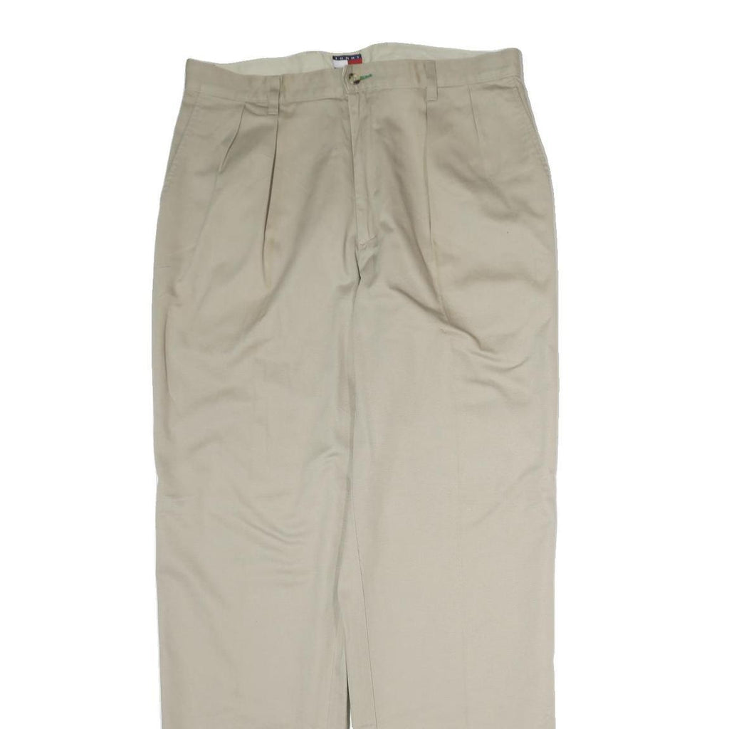 TOMMY HILFIGER Mens Cotton Beige Regular Straight Trousers W36 L34 Classic
