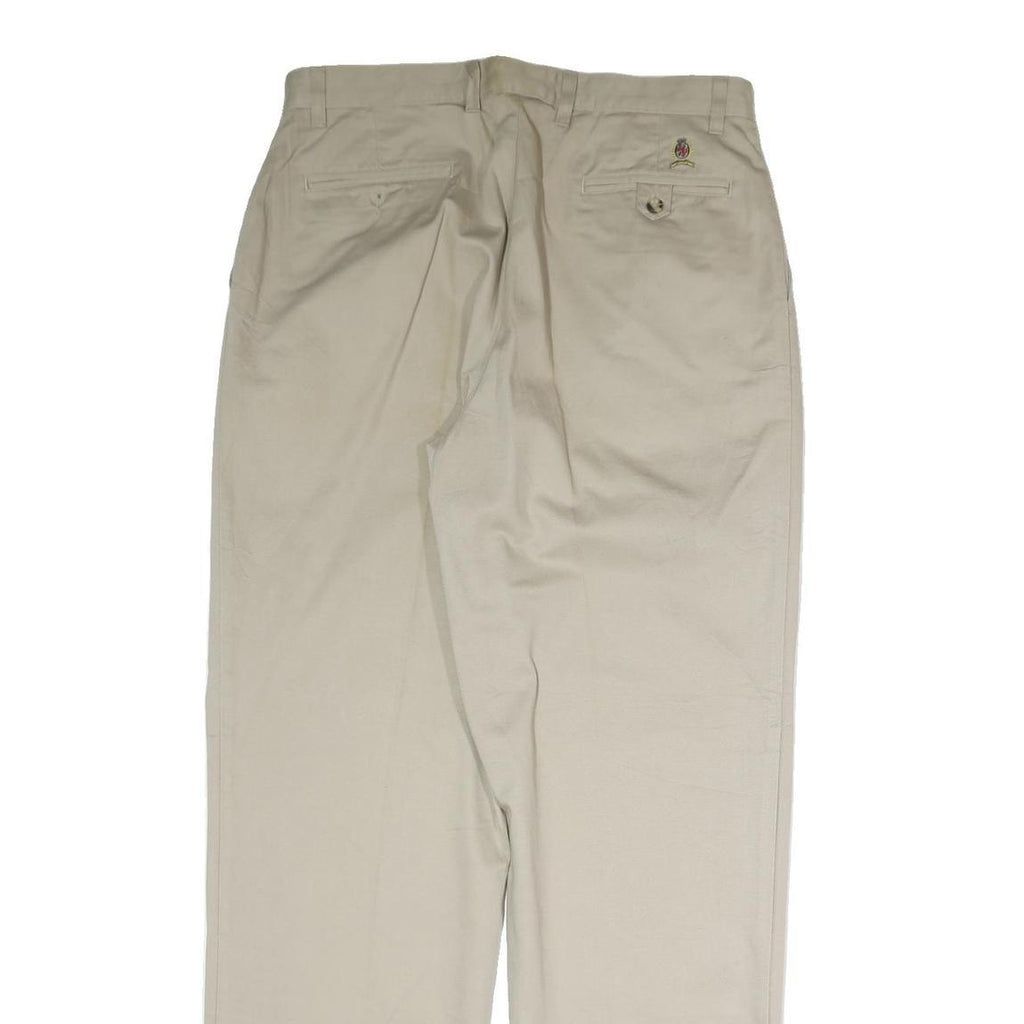 TOMMY HILFIGER Mens Cotton Beige Regular Straight Trousers W36 L34 Classic