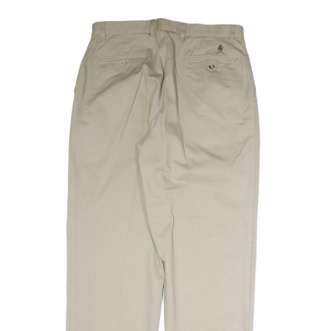 TOMMY HILFIGER Mens Cotton Beige Regular Straight Trousers W36 L34 Classic