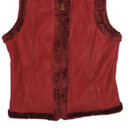 CHAPS Womens Red Faux Suede Zip Jacket L Faux Suede Plain Stylish Warm