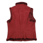 CHAPS Womens Red Faux Suede Zip Jacket L Faux Suede Plain Stylish Warm