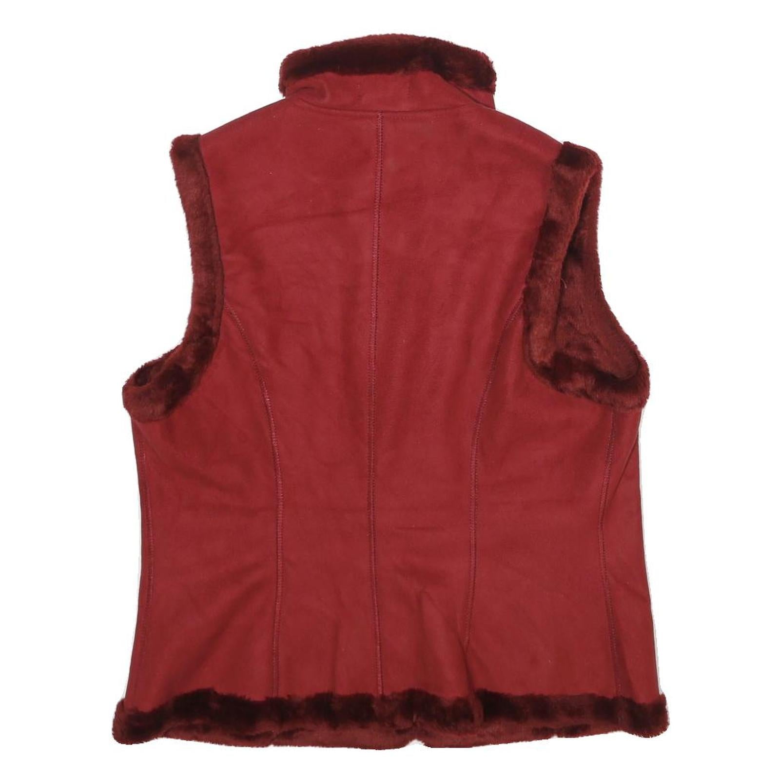 CHAPS Womens Red Faux Suede Zip Jacket L Faux Suede Plain Stylish Warm