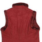 CHAPS Womens Red Faux Suede Zip Jacket L Faux Suede Plain Stylish Warm