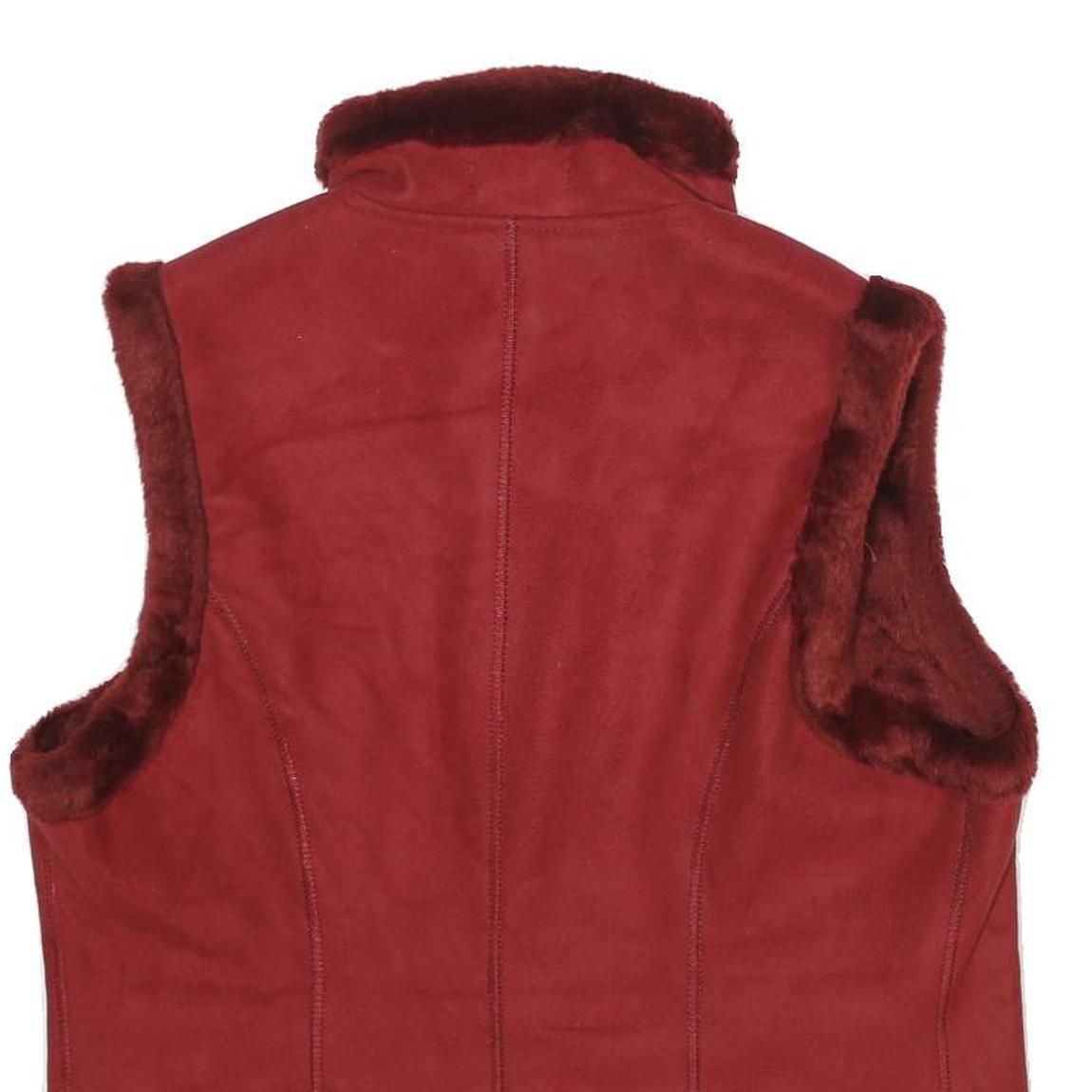 CHAPS Womens Red Faux Suede Zip Jacket L Faux Suede Plain Stylish Warm